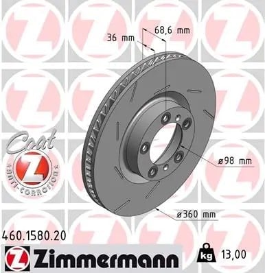 ZIMMERMANN 460 1580 20 Fren Diski 298615301B uygun fiyat hızlı kargo