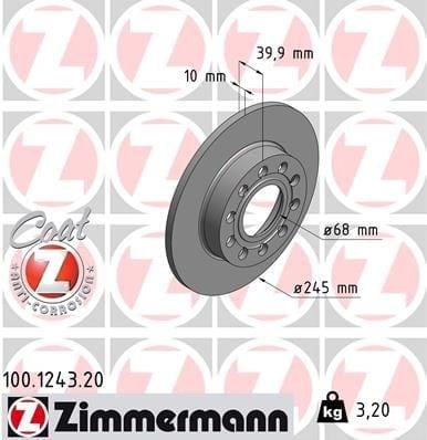 ZIMMERMANN 100 1243 20 Fren Diski 8E0615601B uygun fiyat hızlı kargo