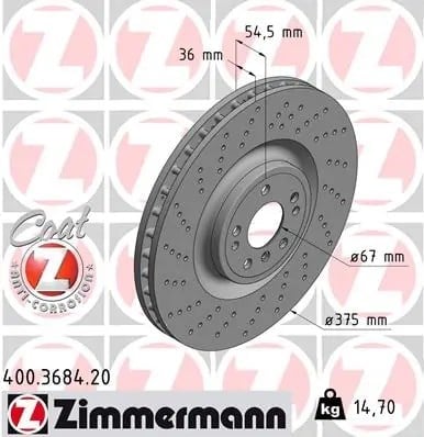 ZIMMERMANN 400 3684 20 Fren Diski 1664210912 uygun fiyat hızlı kargo