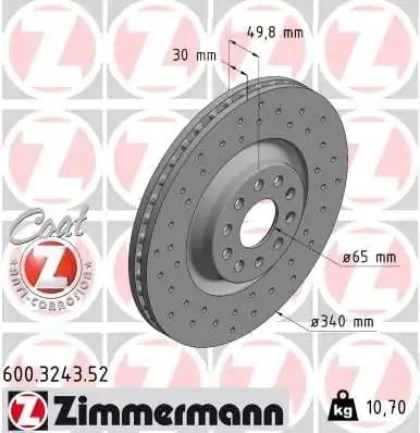 ZIMMERMANN 600 3243 52 Fren Diski 1K0615301AD uygun fiyat hızlı kargo