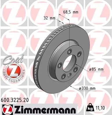 ZIMMERMANN 600 3225 20 Fren Diski 7L6615302D uygun fiyat hızlı kargo