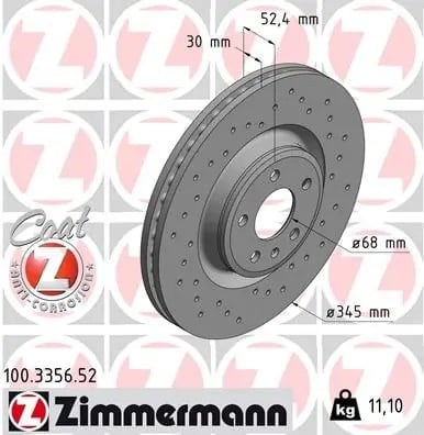 ZIMMERMANN 100 3356 52 Fren Diski 4G0615301AF uygun fiyat hızlı kargo