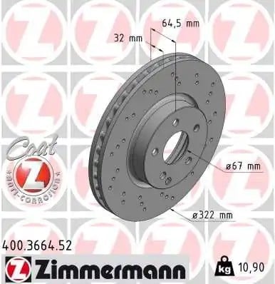 ZIMMERMANN 400 3664 52 Fren Diski 0004211212 uygun fiyat hızlı kargo