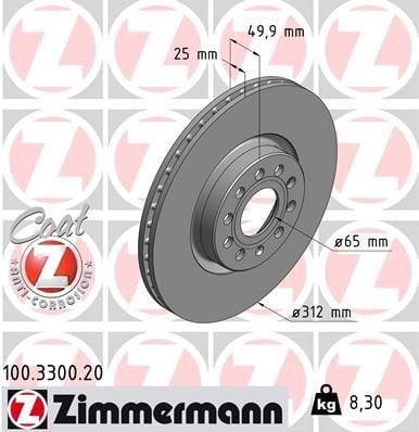 ZIMMERMANN 100330020 Fren Diski 1K0615301AA uygun fiyat hızlı kargo