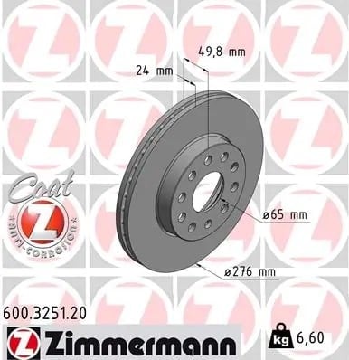 ZIMMERMANN 600 3251 20 Fren Diski 5Q0615301A uygun fiyat hızlı kargo