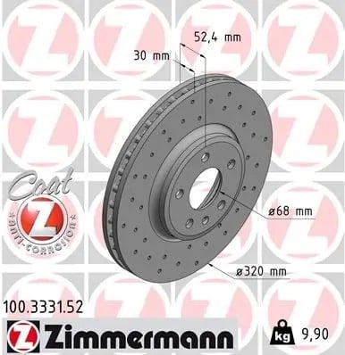 ZIMMERMANN 100 3331 52 Fren Diski 8K0615301A uygun fiyat hızlı kargo