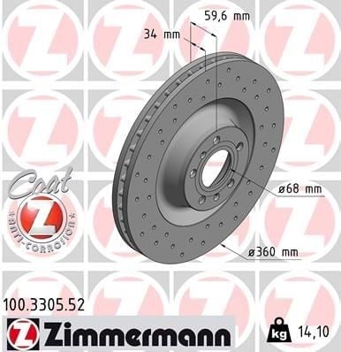 ZIMMERMANN 100 3305 52 Fren Diski 4E0615301P uygun fiyat hızlı kargo