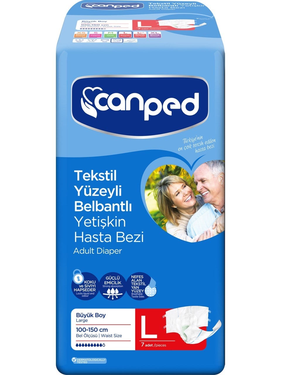 Canped Tekstil Belbantlı Hasta Bezi 7'li L