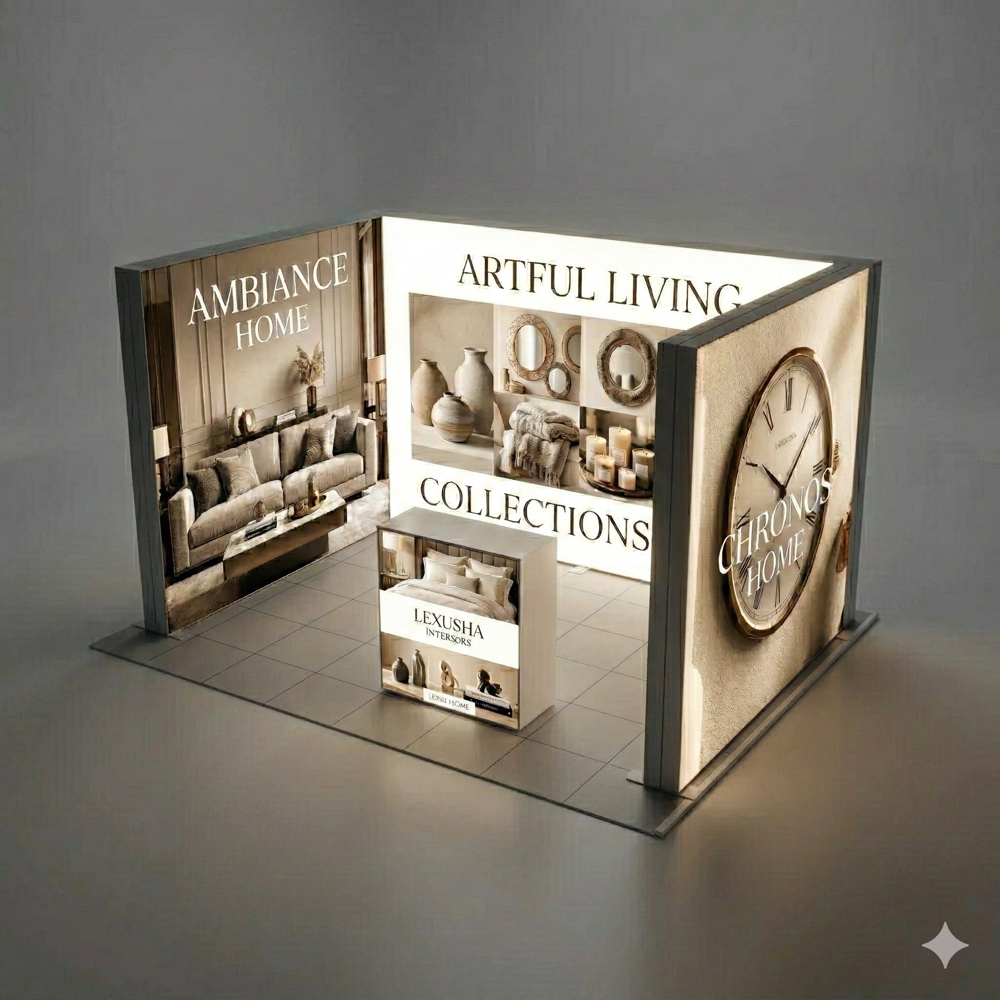 12 m² Modüler Lightbox Fuar Standı - 3 Cephe Kapalı (400x300 cm)