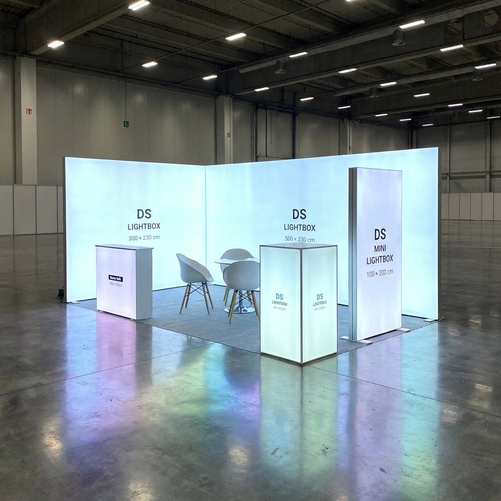 15 m² (500×300 cm)  DS Modüler Lightbox kongre ve fuar Standı  - set 21