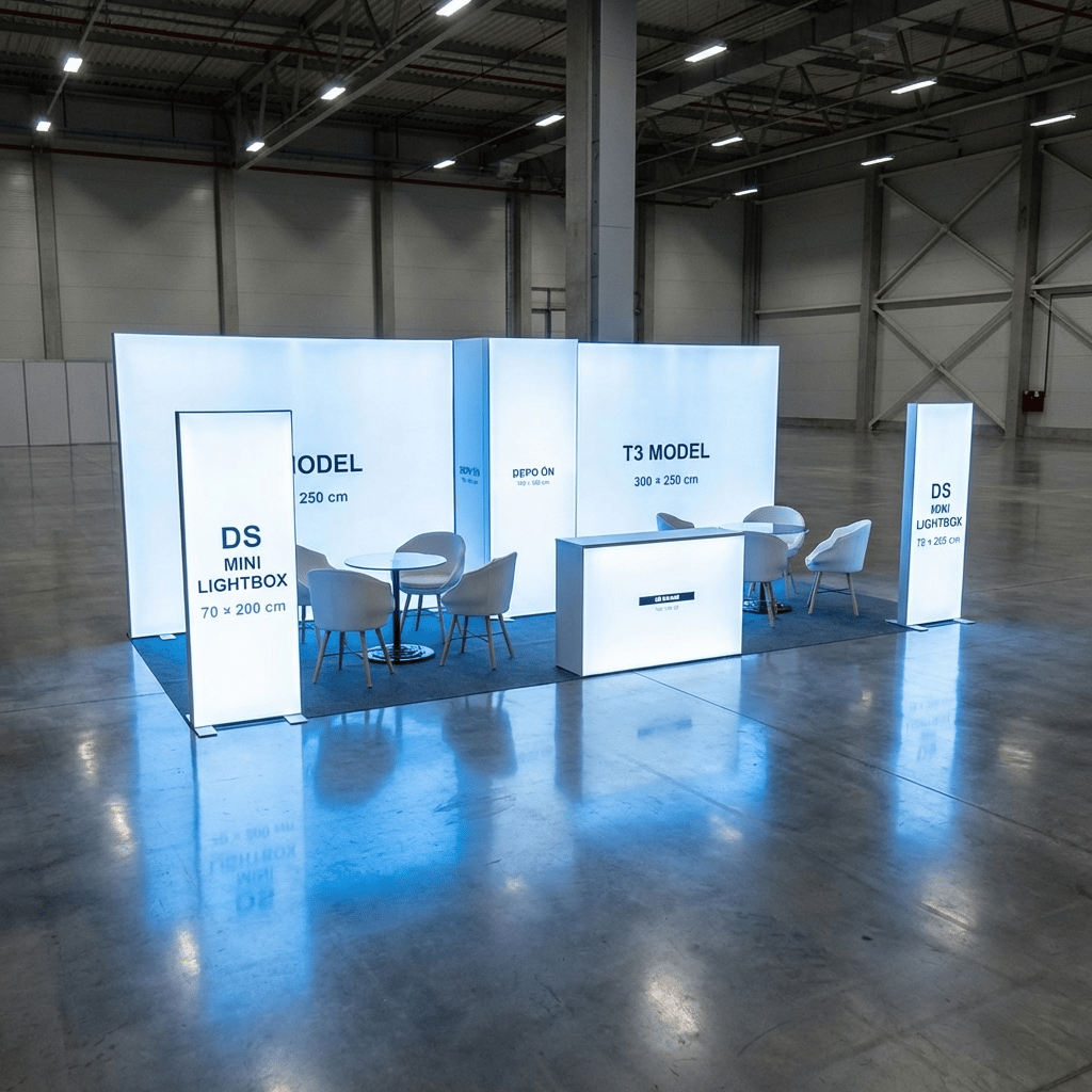 21 m² 1 Cephe Kapalı T3 Modüler fuar Standı  – Set 31