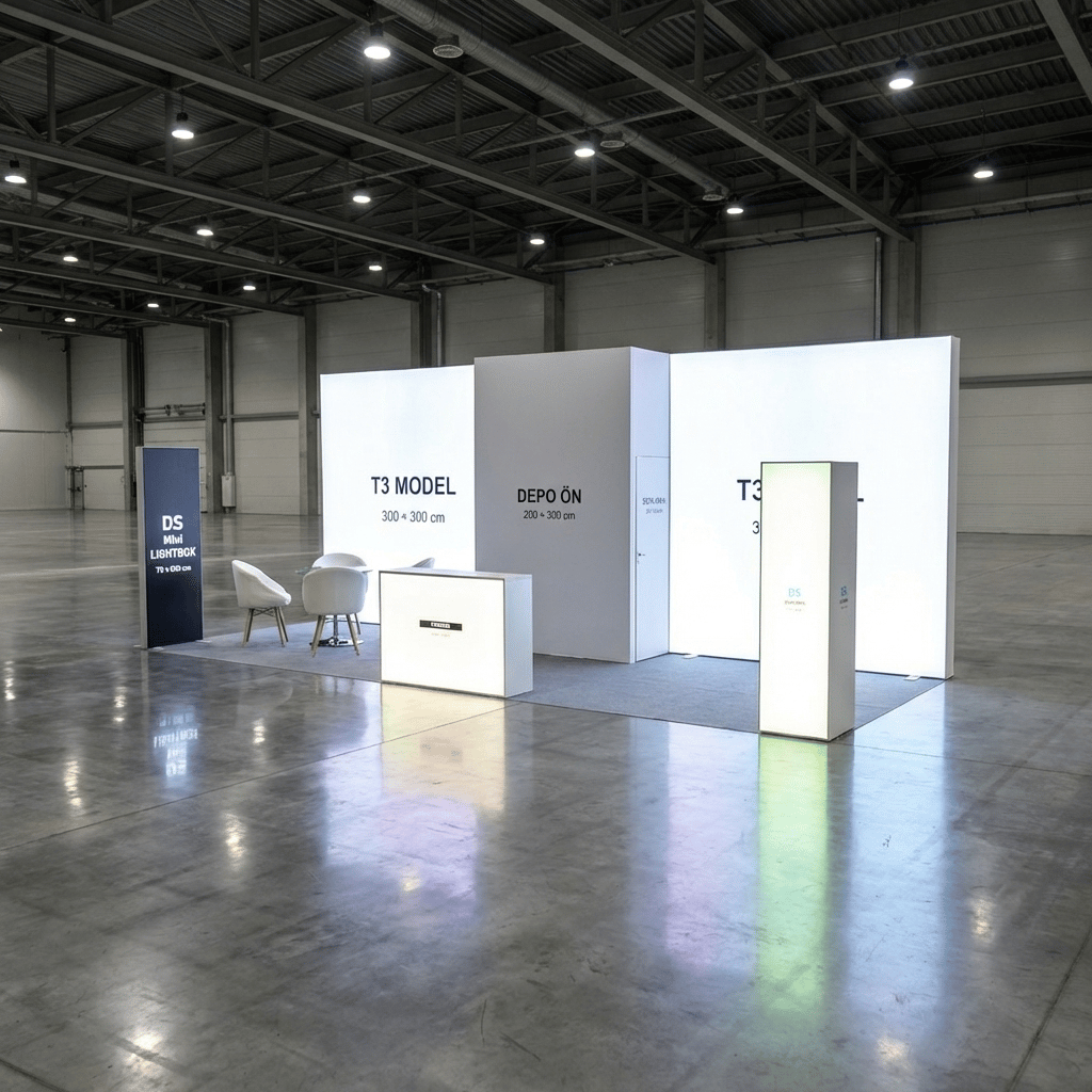 24 m² 1 Cephe Kapalı T3 Modüler fuar Standı  – Set 23