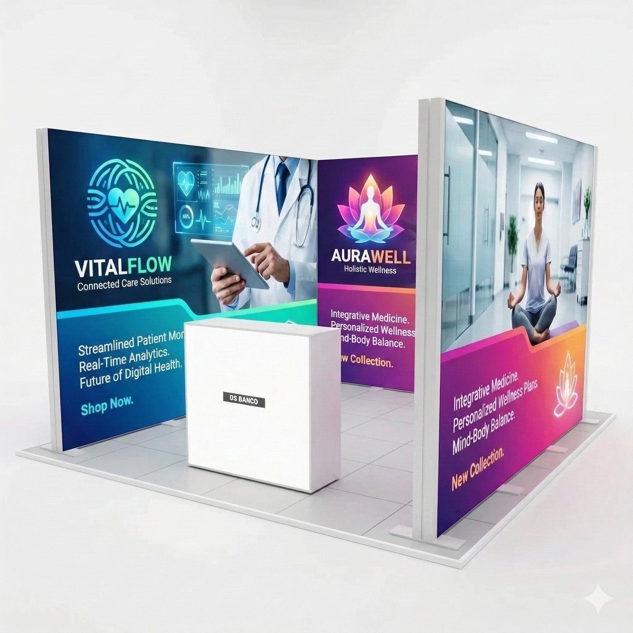 9 m² Modüler Lightbox Fuar Standı - 3 Cephe Kapalı (300x300 cm)