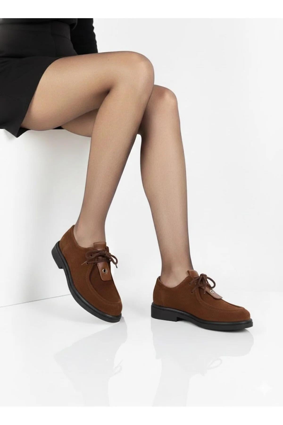 Karvenshoes Dişi Haki̇ki̇ Süet İçi̇ Haki̇ki̇ Deri̇ Ayakkabi 350