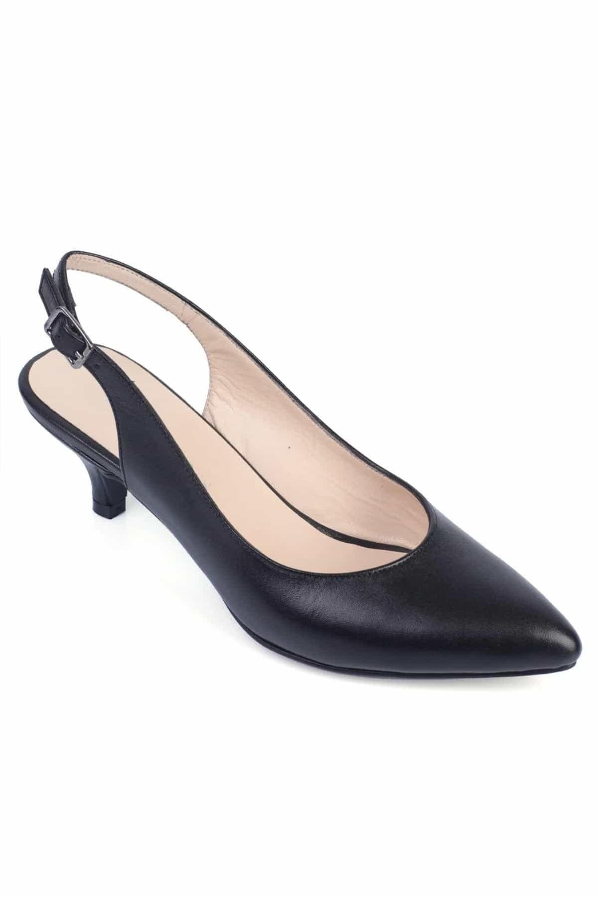 Karvenshoes Haki̇ki̇ Deri̇ Arkasi Açik Sti̇letto
