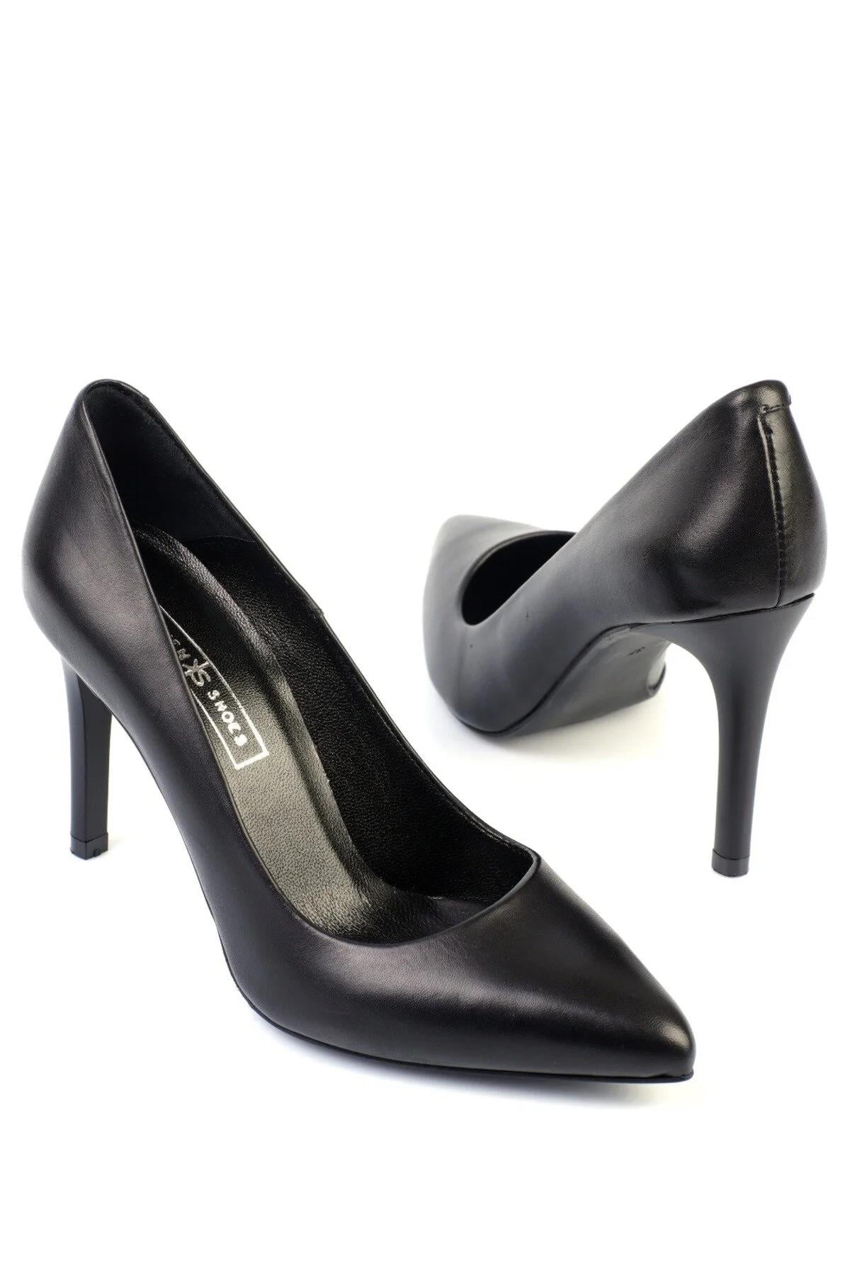 Karvenshoes Haki̇ki̇ Deri̇ Sti̇letto Ayakkabi 779