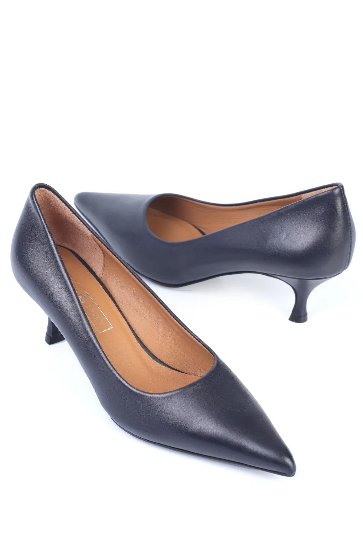 Karvenshoes Haki̇ki̇ Lacivert Deri̇ Sti̇letto 25261