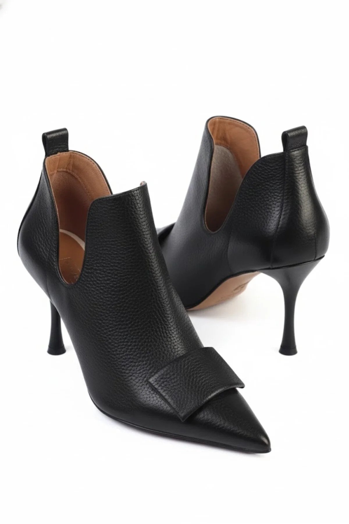 Karvenshoes Sti̇letto Si̇yah Deri̇ Bot