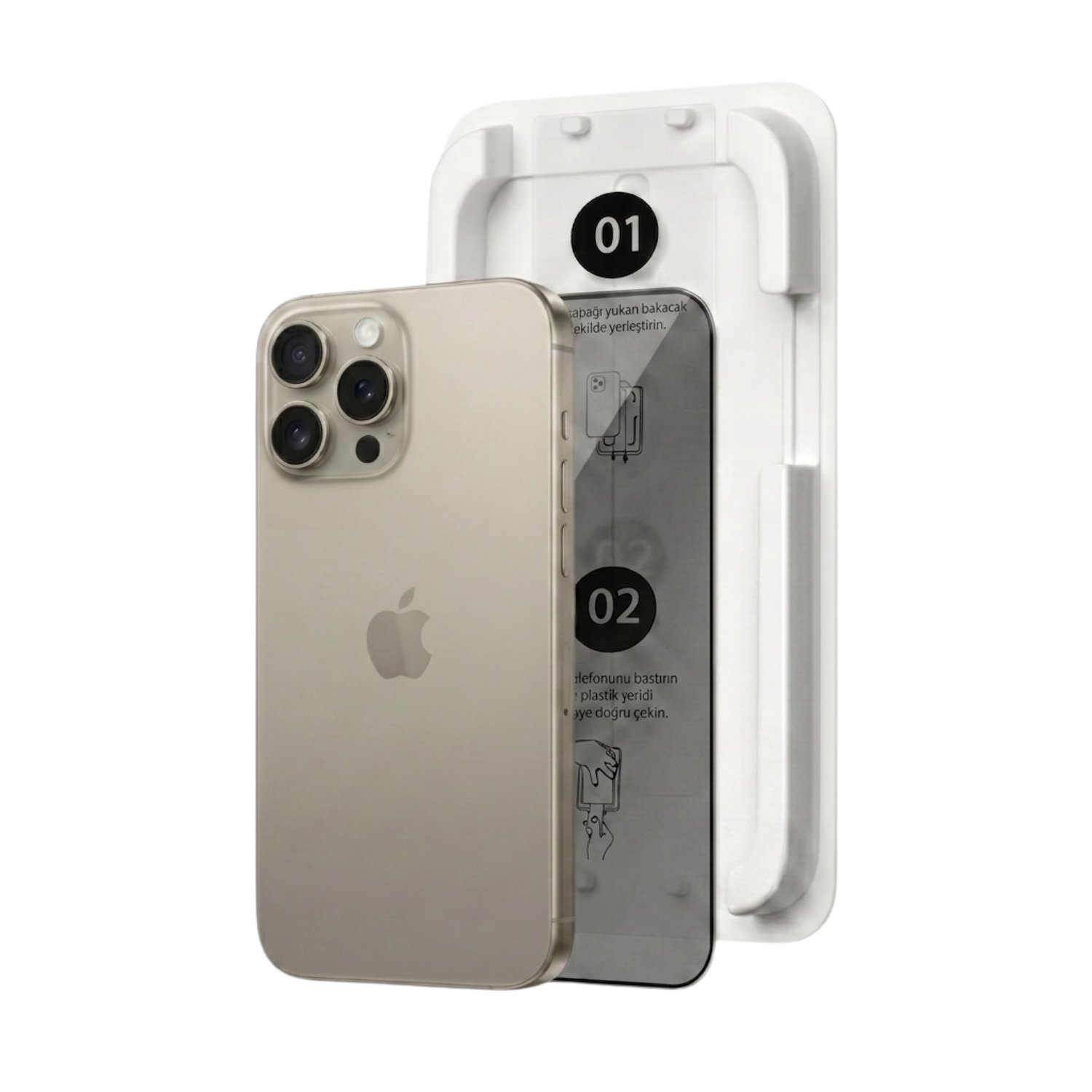 Fulltech MagicBox iPhone 15 Pro Max Premium Tempered Glass Aparatlı Ekran Koruyucu - Privacy