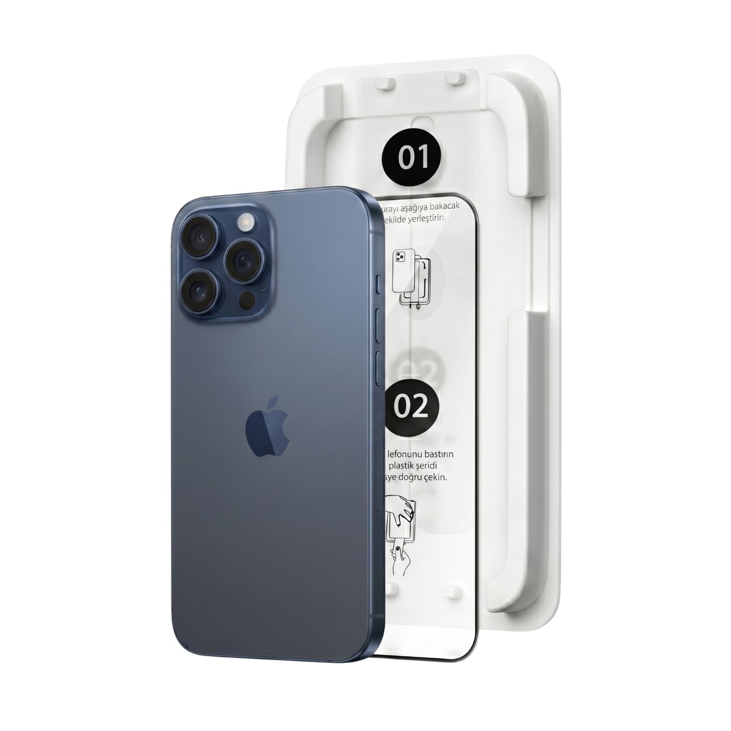 Fulltech MagicBox iPhone 15 Pro Premium Tempered Glass Aparatlı Ekran Koruyucu - Clear