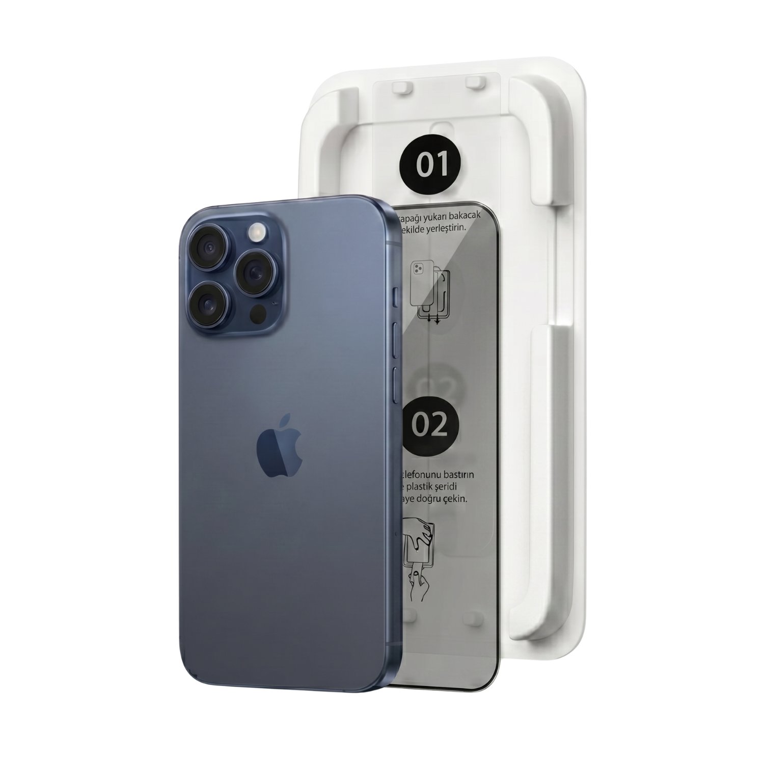 Fulltech MagicBox iPhone 15 Pro Premium Tempered Glass Aparatlı Ekran Koruyucu - Privacy