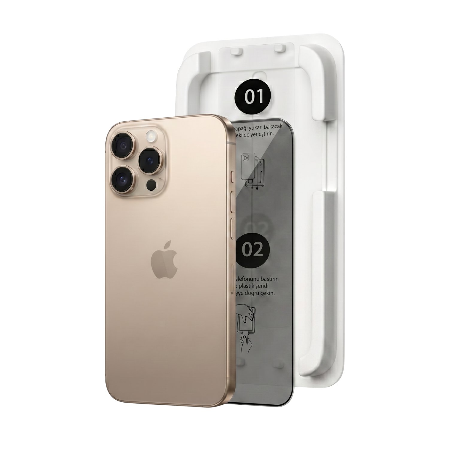 Fulltech MagicBox iPhone 16 Pro Max Premium Tempered Glass Aparatlı Ekran Koruyucu - Privacy