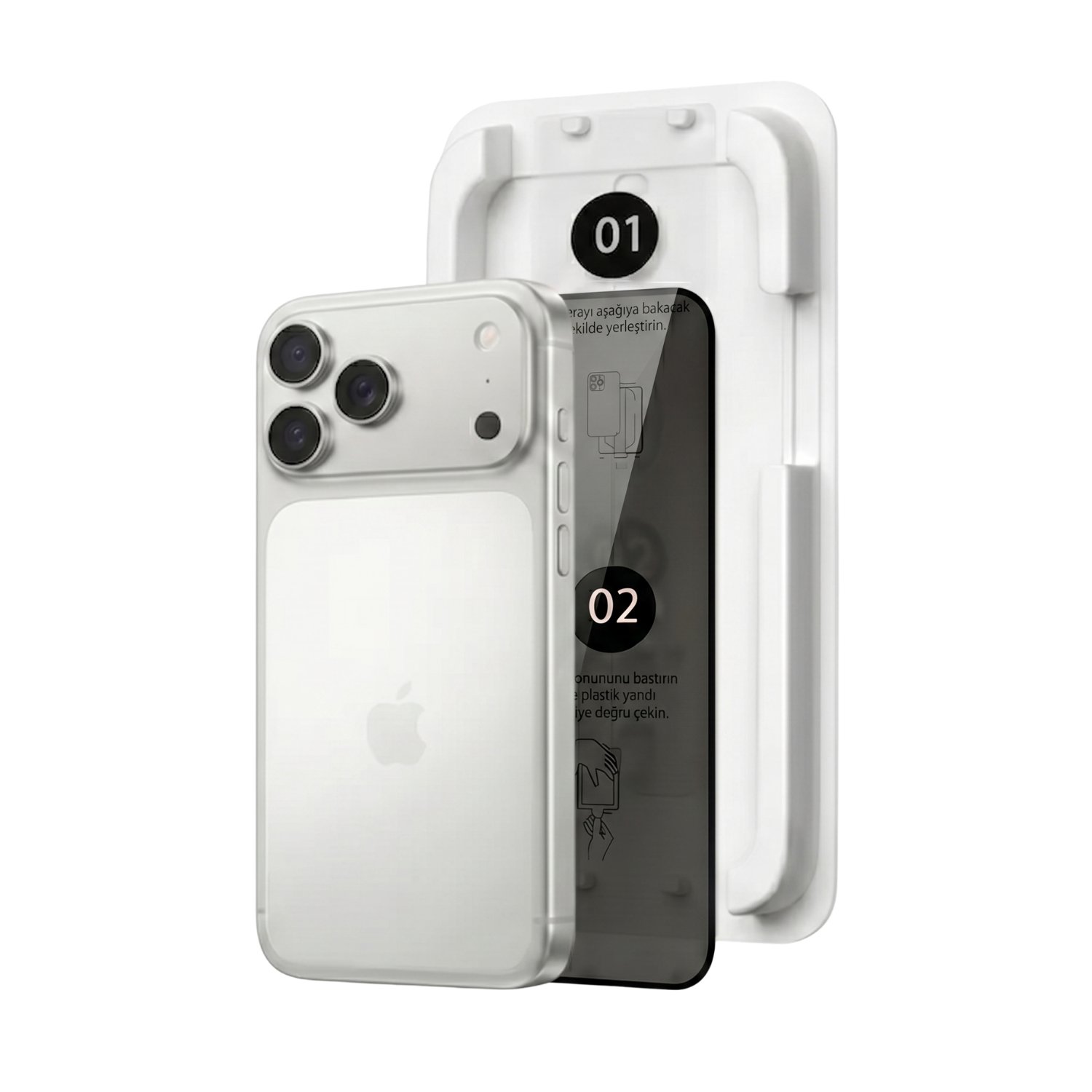 Fulltech MagicBox iPhone 17 Pro Premium Tempered Glass Aparatlı Ekran Koruyucu - Privacy