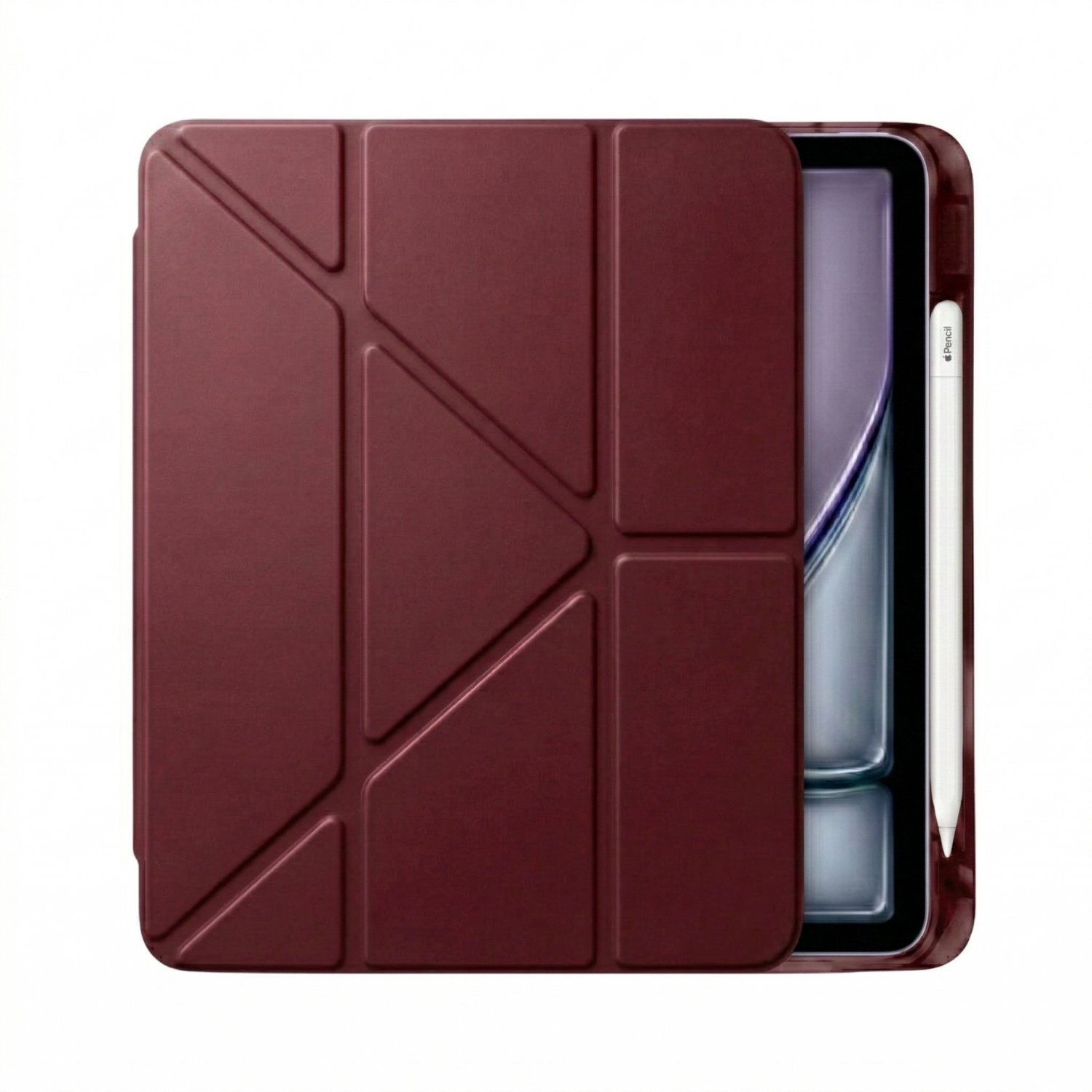 PS iPad Air 11 inç (M4)/(M3)/(M2) Tri Folding Standlı Kılıf - Bordo