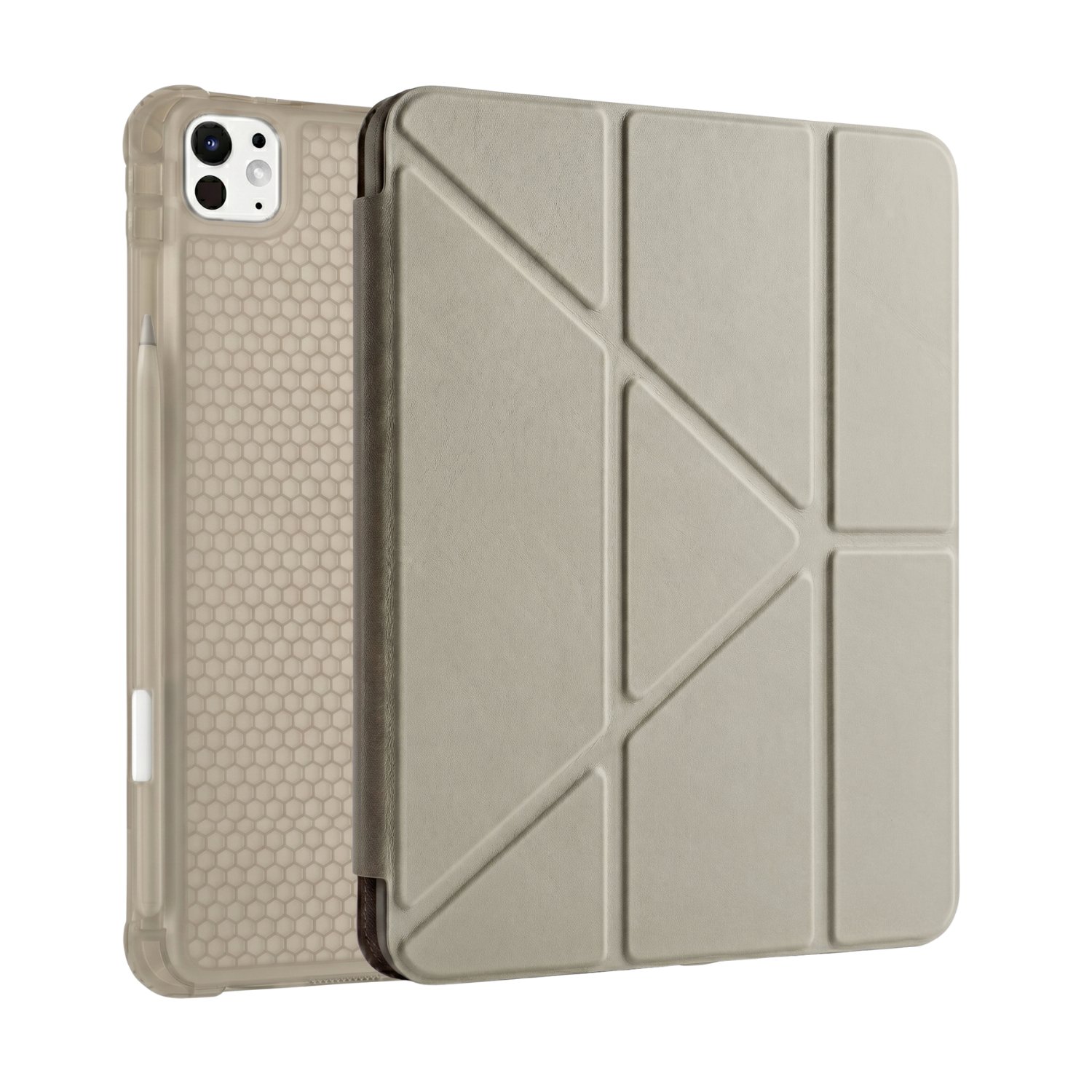 PS iPad Pro 11 inç (M5)/(M4) Tri Folding Standlı Kılıf - Bej