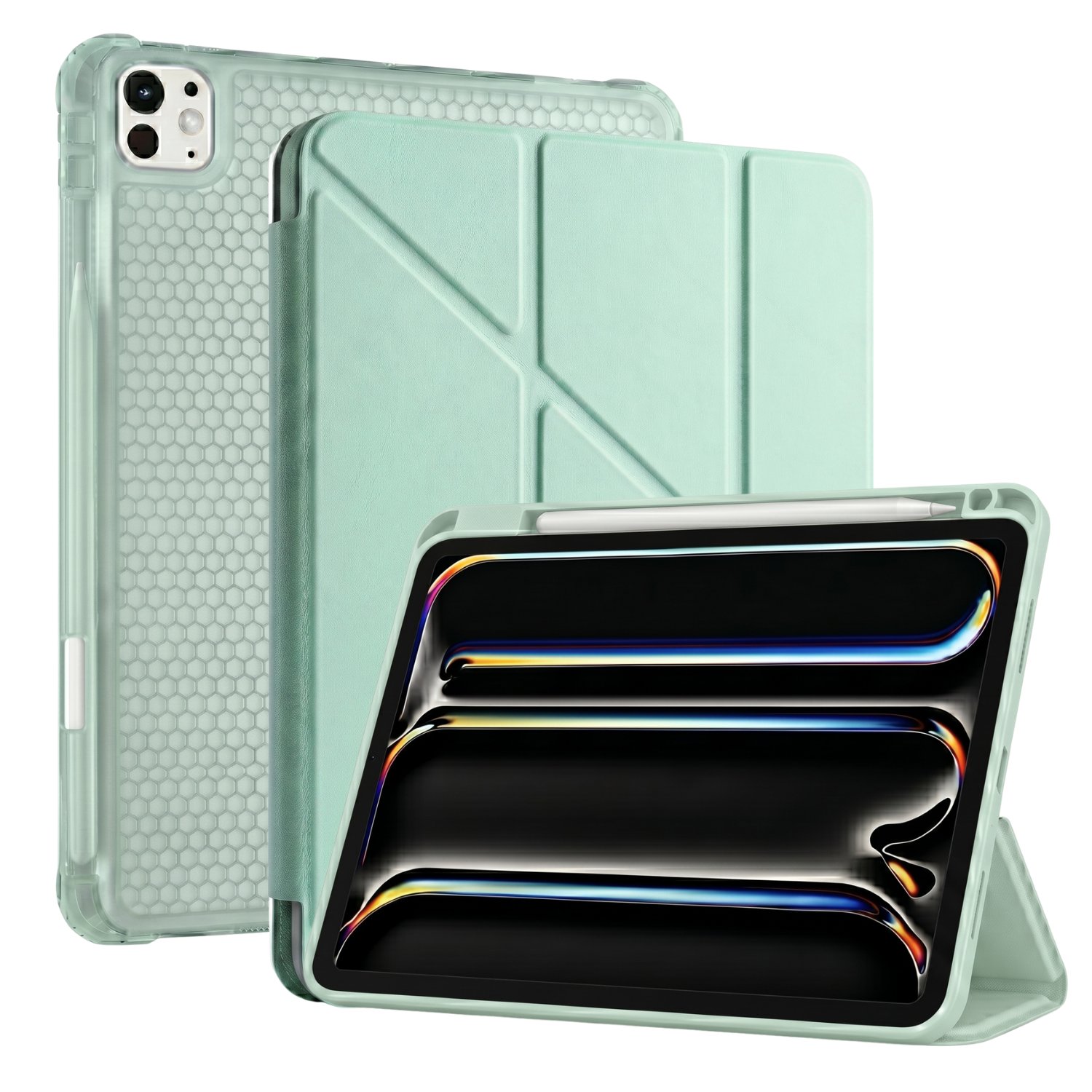 PS iPad Pro 13 inç (M5)/(M4) Tri Folding Standlı Kılıf - Yeşil