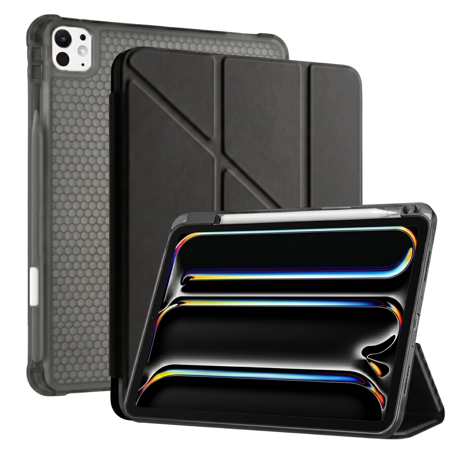 PS iPad Pro 13 inç (M5)/(M4) Tri Folding Standlı Kılıf - Siyah