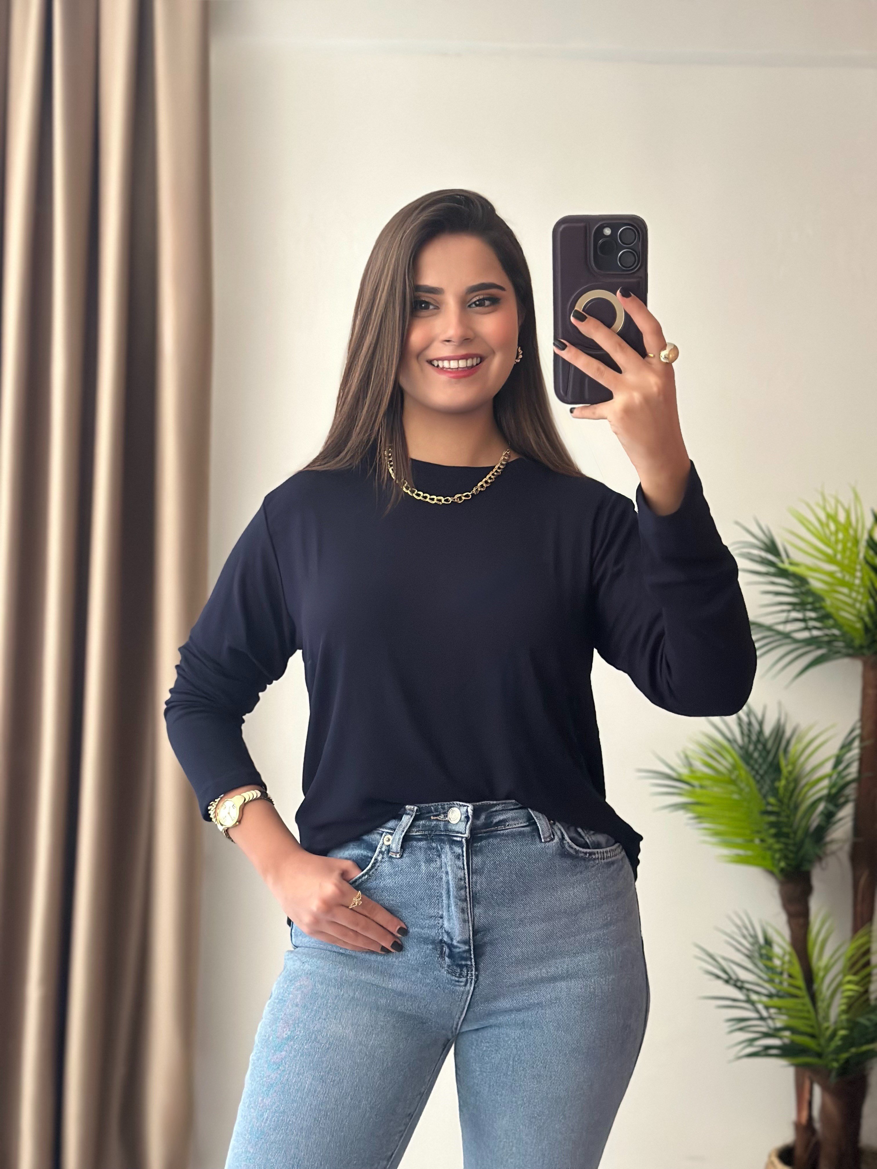 Bisiklet Yaka Salaş Soft Touch Basic Body Lacivert