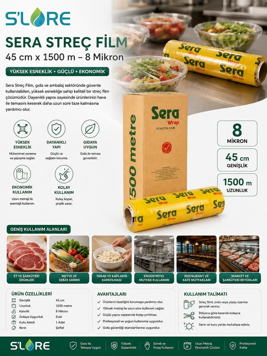 Sera Wrap 1500mx45cmx8mc Streç Film