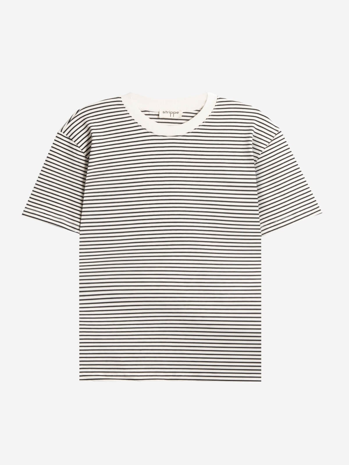 BRETON	 - Siyah Çizgili Regular Kalıp Krem T-shirt 