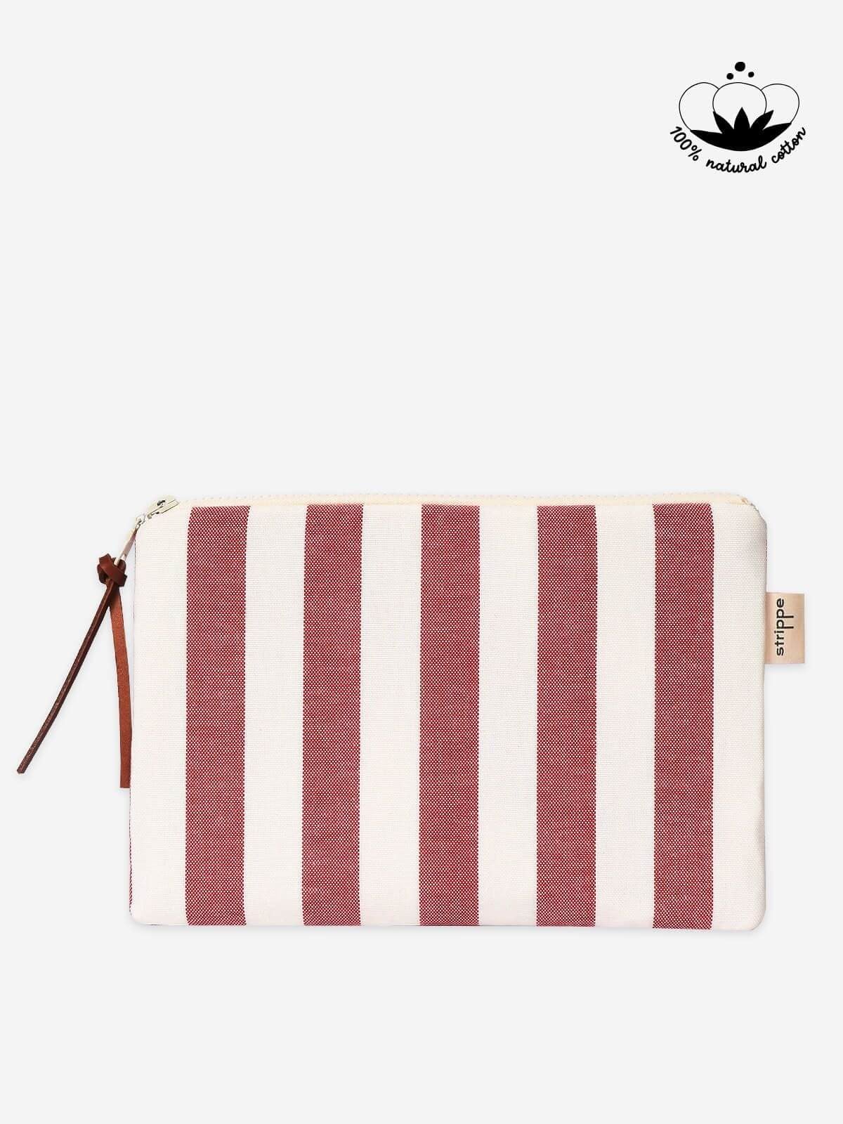 BREEZE - Kalın Çizgili Bordo Pouch Portföy Çanta