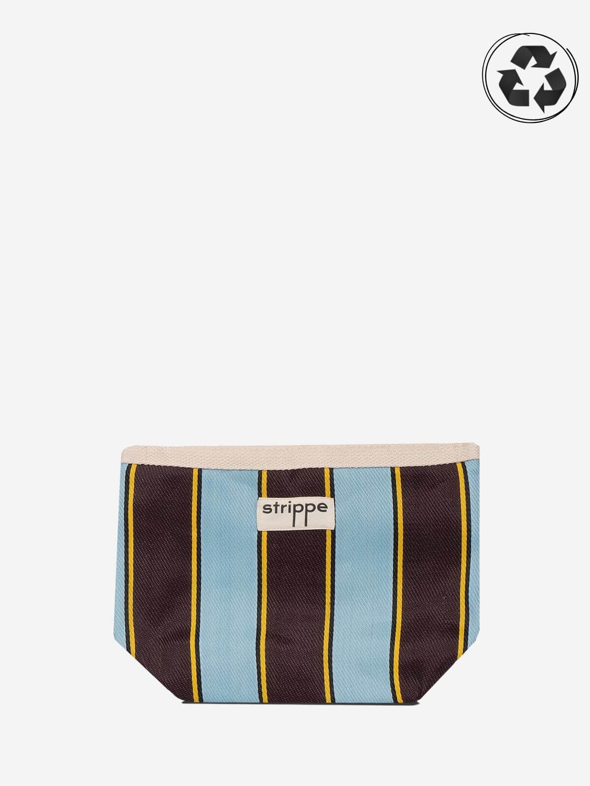VIVA - Kahve Mavi Çizgili Naylon Kumaş Pouch Portföy Çanta