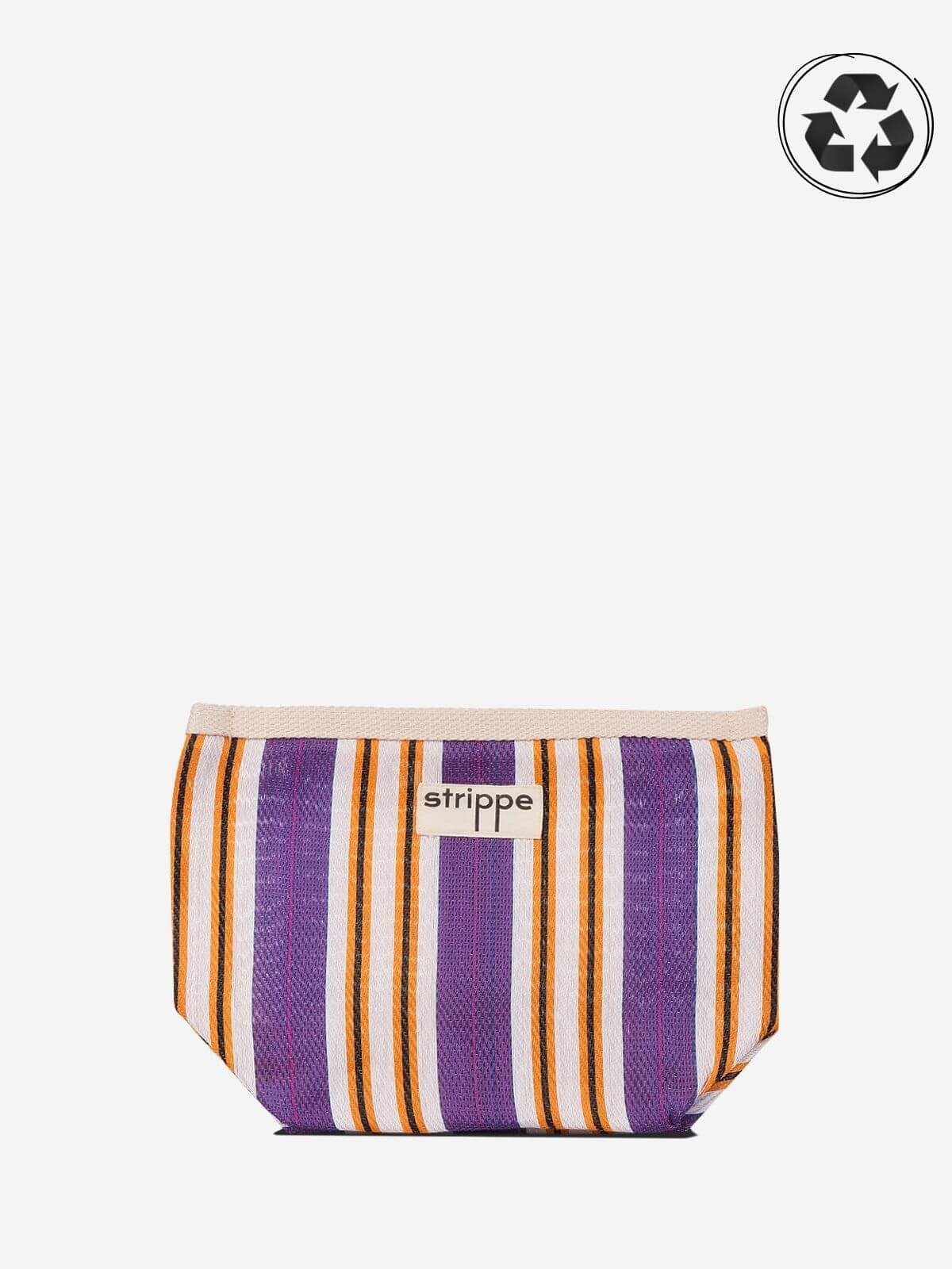 VIVA - Mor Çizgili Naylon Kumaş Pouch Portföy Çanta