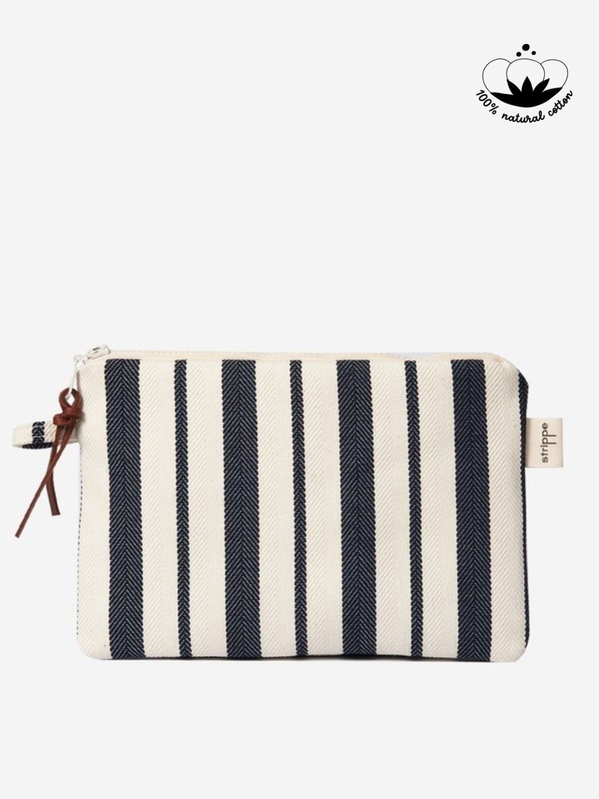 MARIS - Çizgili Lacivert Pouch Portföy Çanta