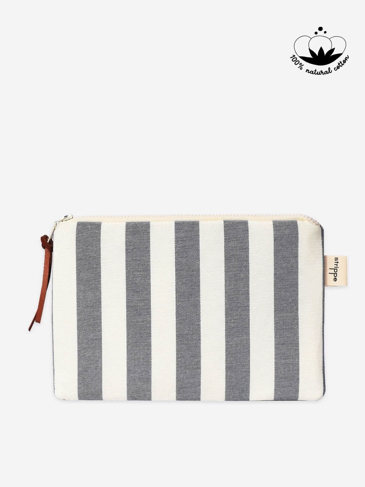 BREEZE - Kalın Çizgili Lacivert Pouch Portföy Çanta