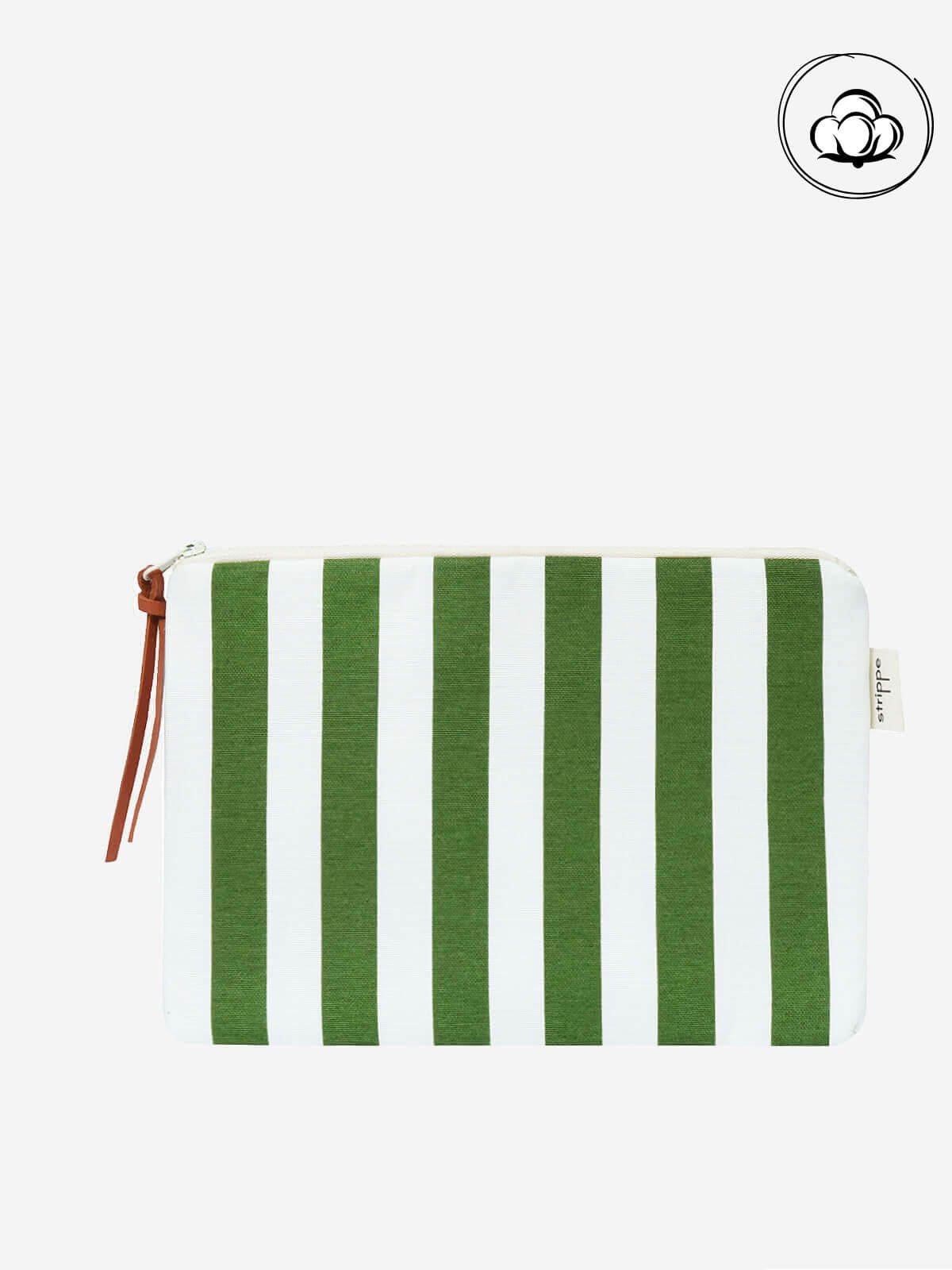 VIBE - Kalın Çizgili Haki Pouch Portföy Çanta