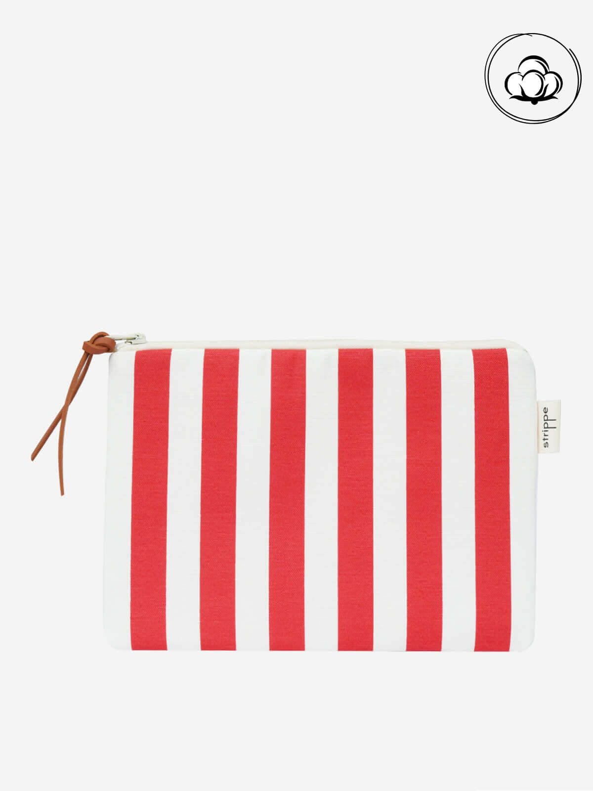 VIBE - Kalın Çizgili Kırmızı Pouch Portföy Çanta