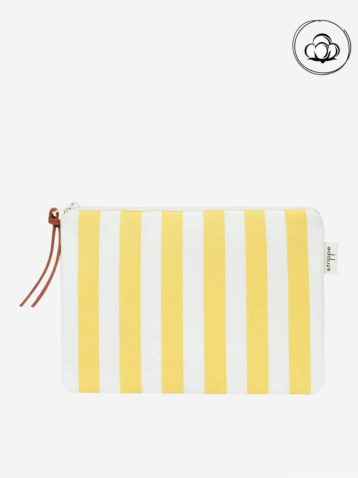 VIBE - Kalın Çizgili Sarı Pouch Portföy Çanta