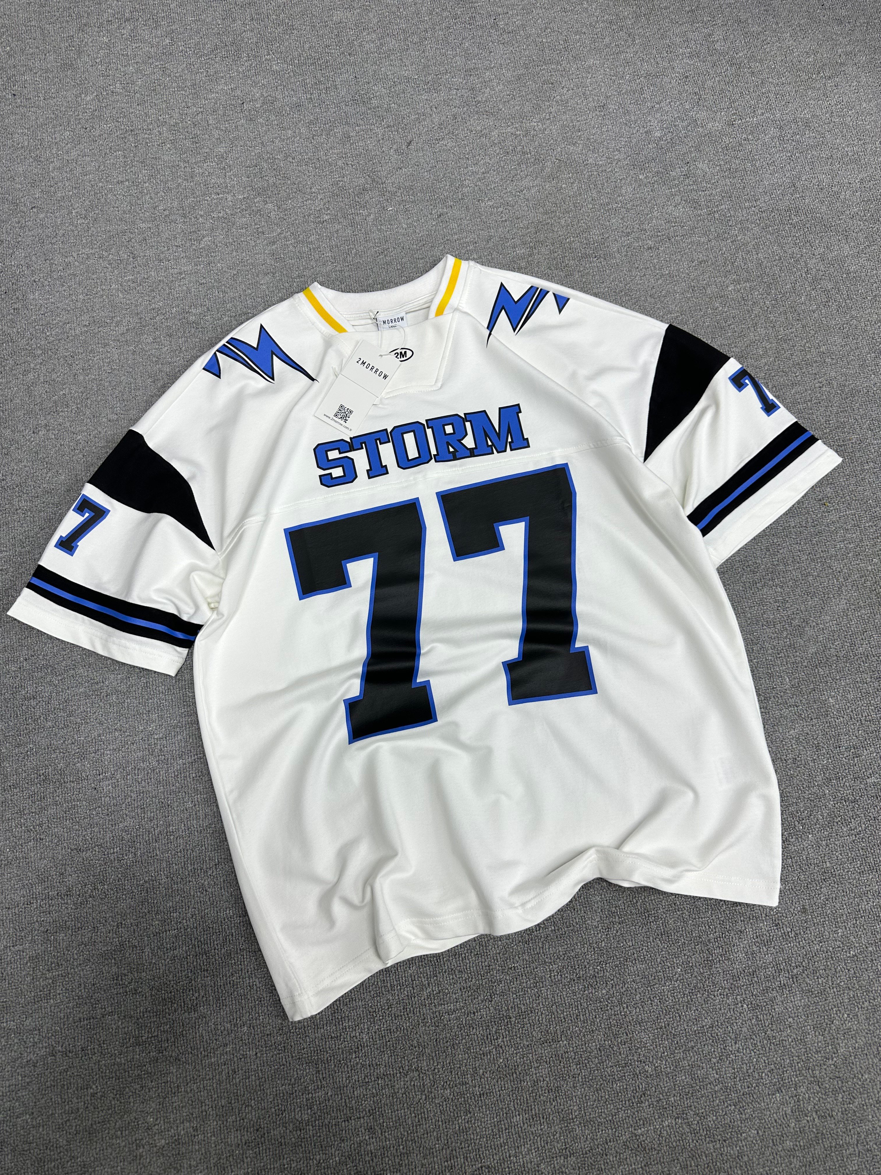 77 Baskı Detaylı Oversize T-shirt Beyaz