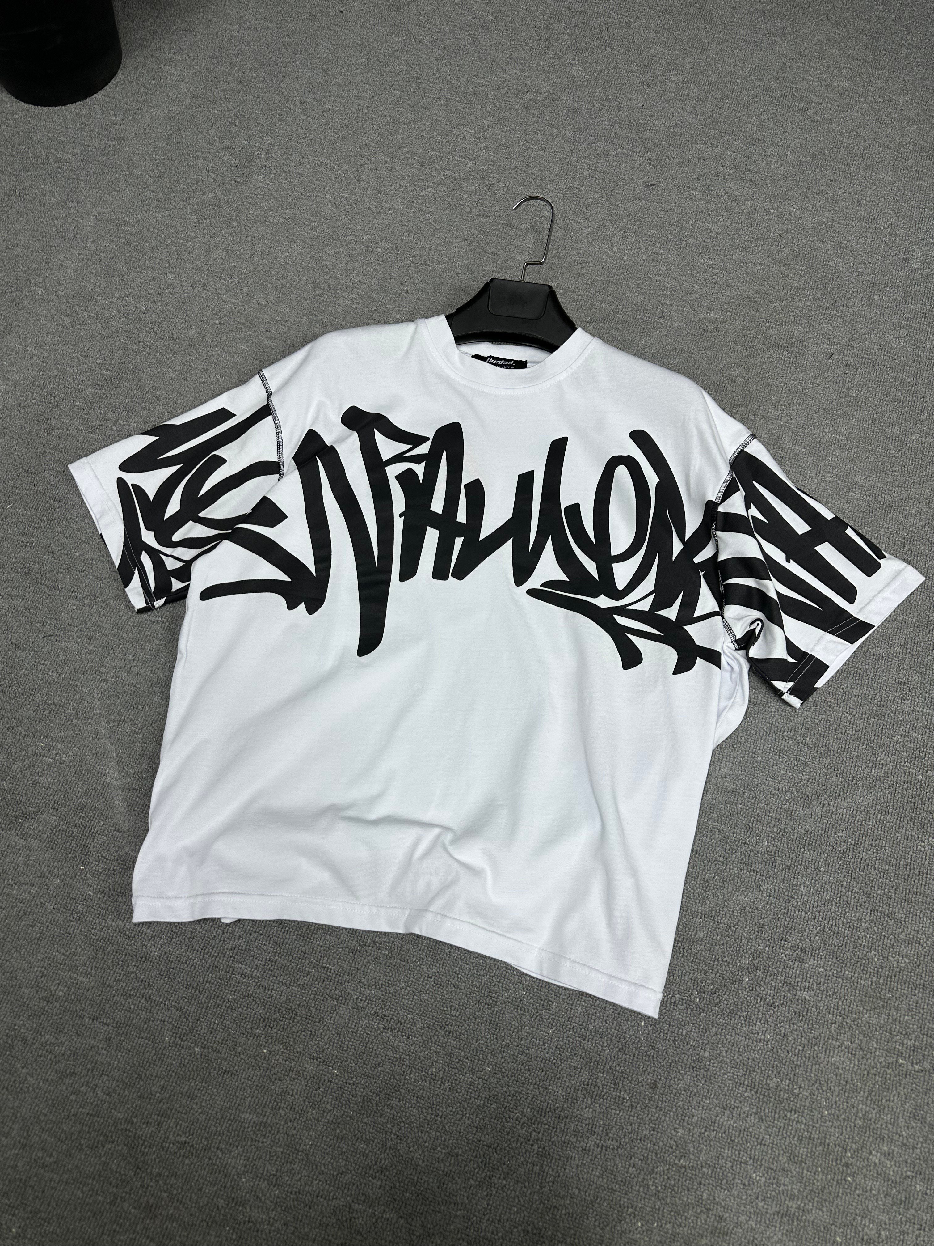 Graffiti Baskı Detaylı T-shirt Beyaz 