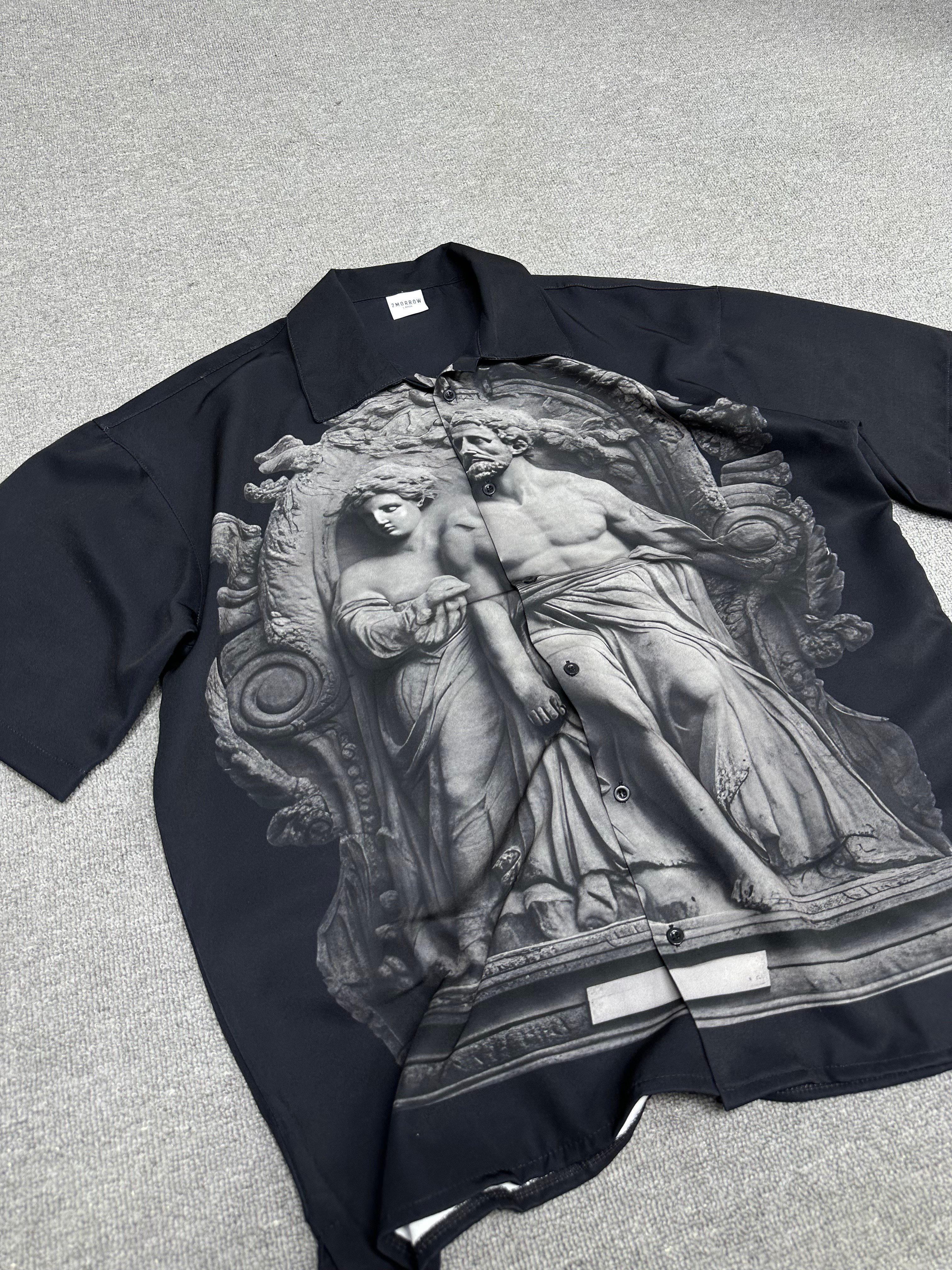 Heykel Baskı  Oversize Gömlek 