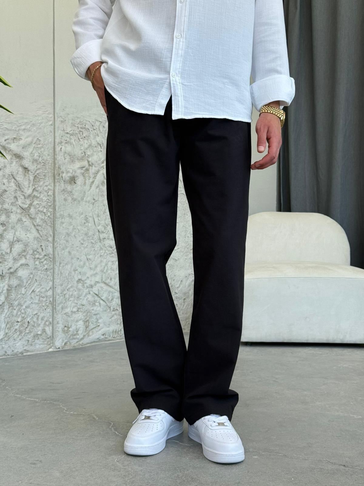 Keten Siyah  Baggy Pantolon