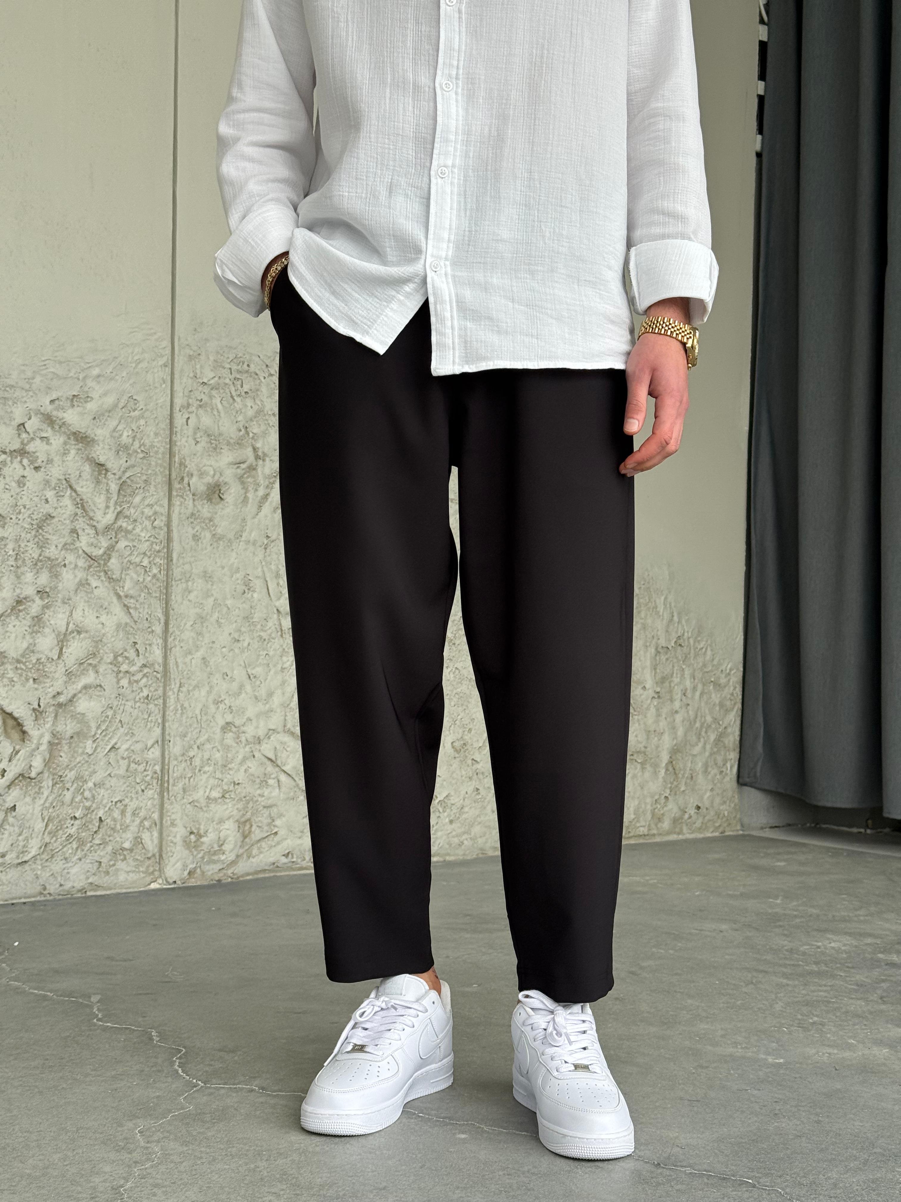 Rahat Kalıp Boyfrıend Siyah Jogger Pantolon 