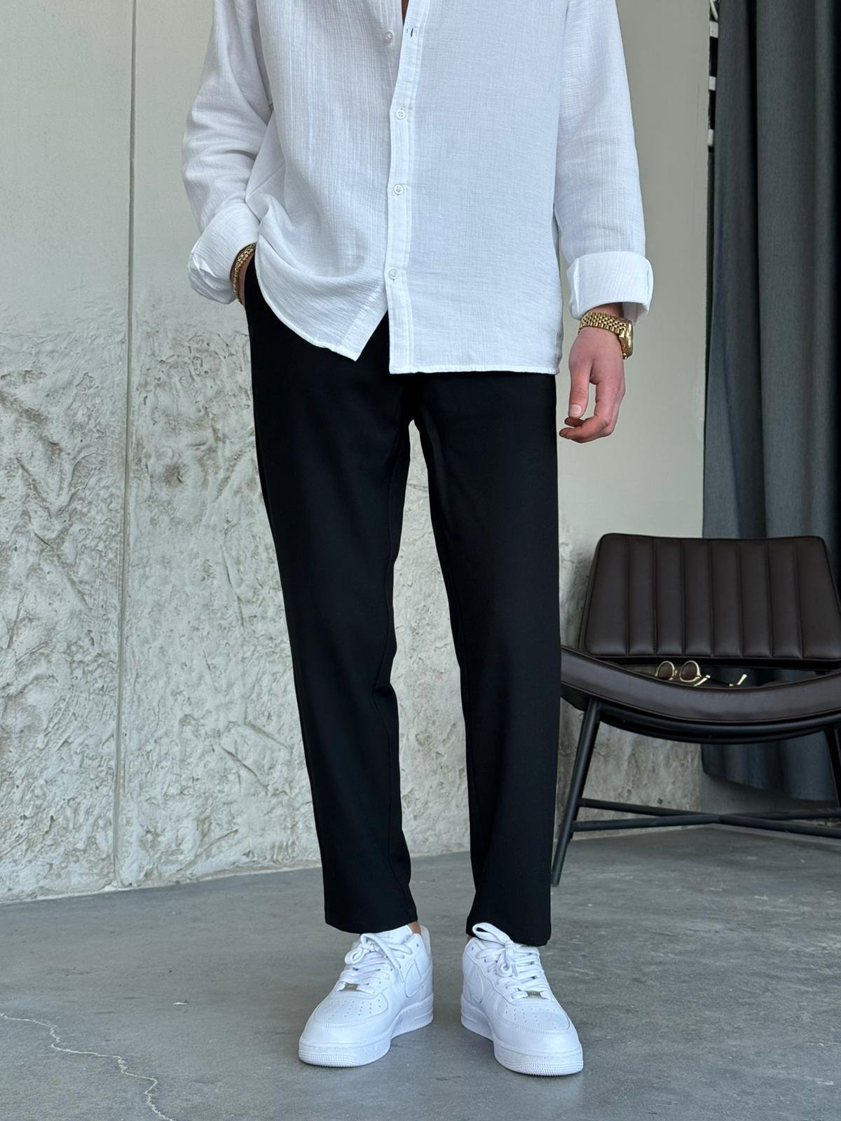 Slim Fit Siyah Kumaş Pantolon 