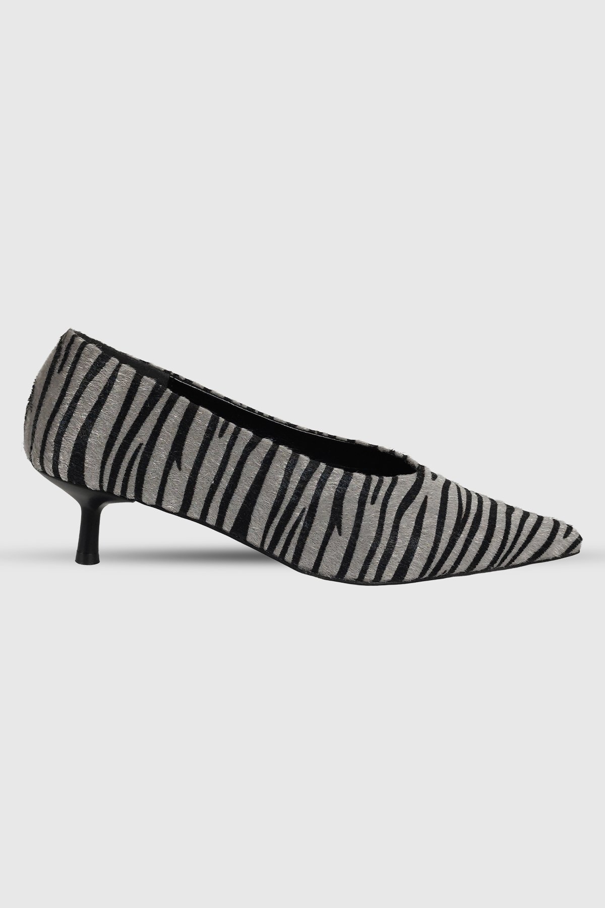 Clara Siyah Gri Desenli Sivri Burun Kadın Stiletto