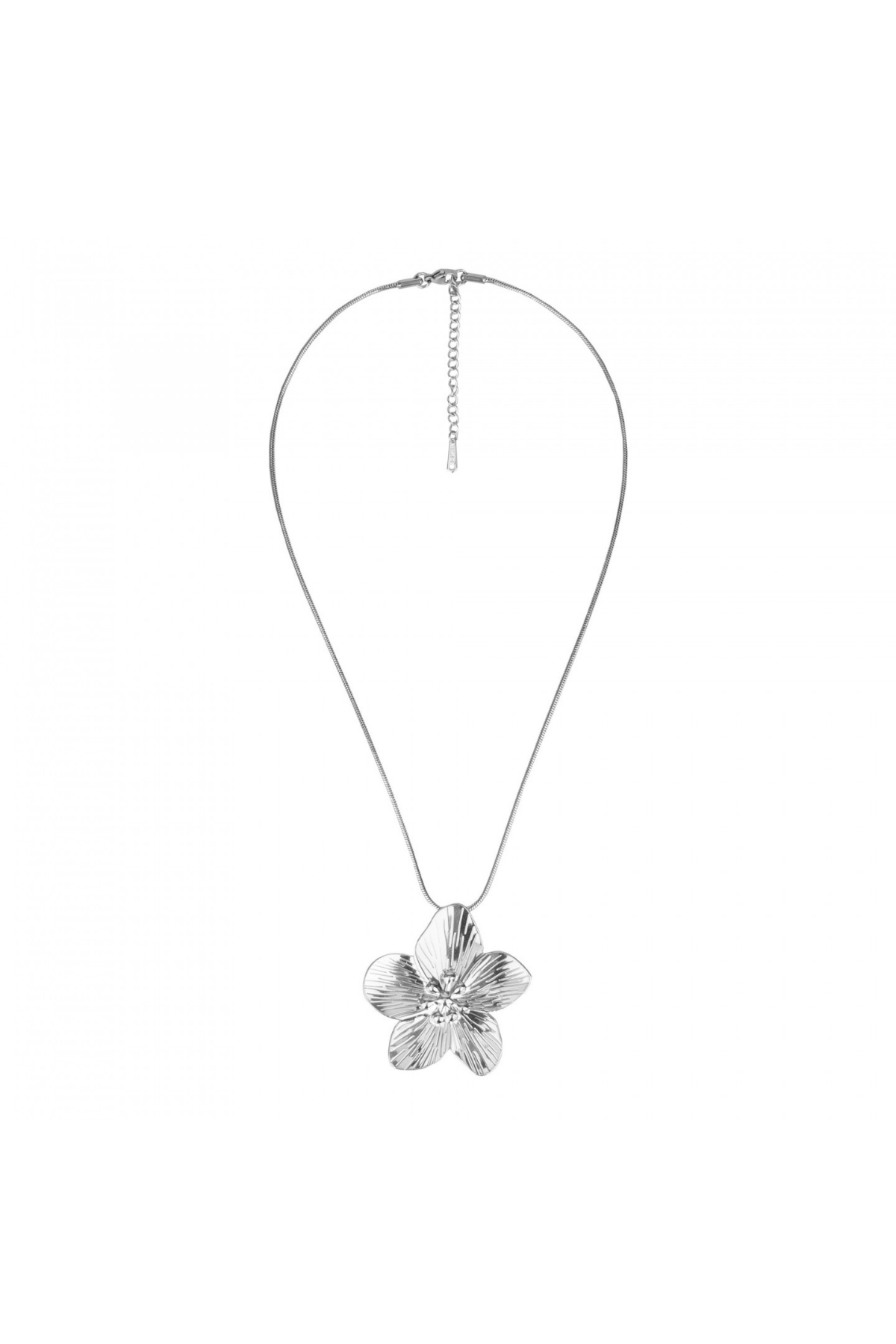 Gümüş Renk Büyük Çiçek Figürlü Kolye | Gümüş JS12750